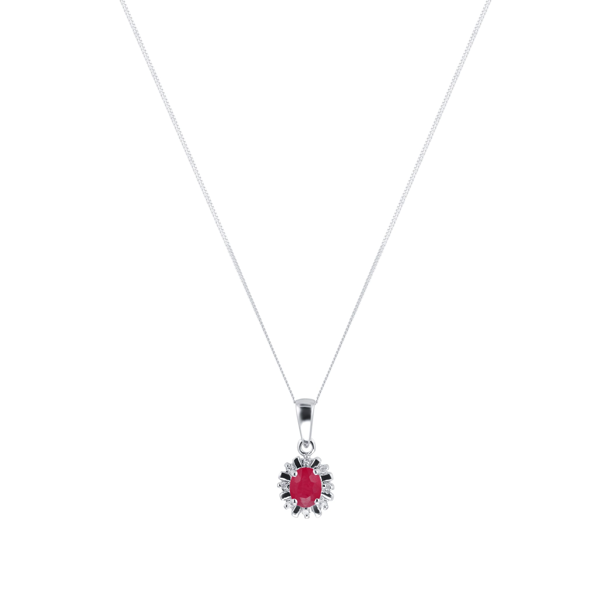 Goldsmiths 9ct White Gold Ruby & Diamond Pendant