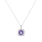 Goldsmiths 9ct White Gold Amethyst & Diamond 0.084ct Cushion Pendant