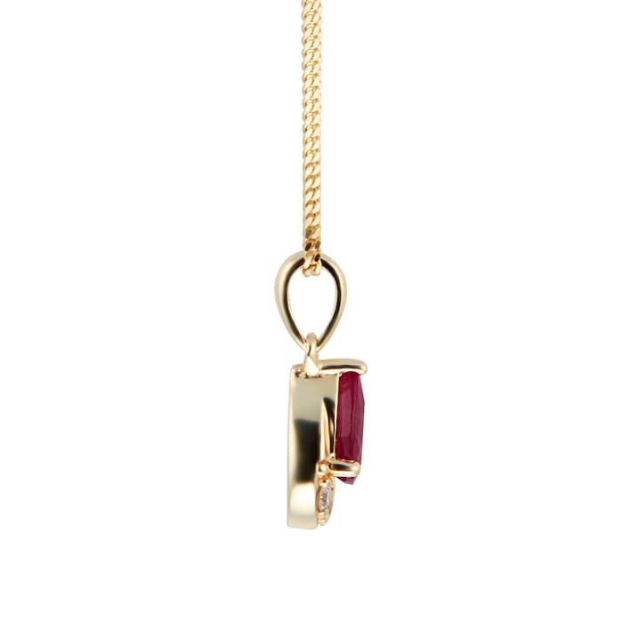 Goldsmiths 9ct Yellow Gold Pear Cut Ruby & Diamond Pendant