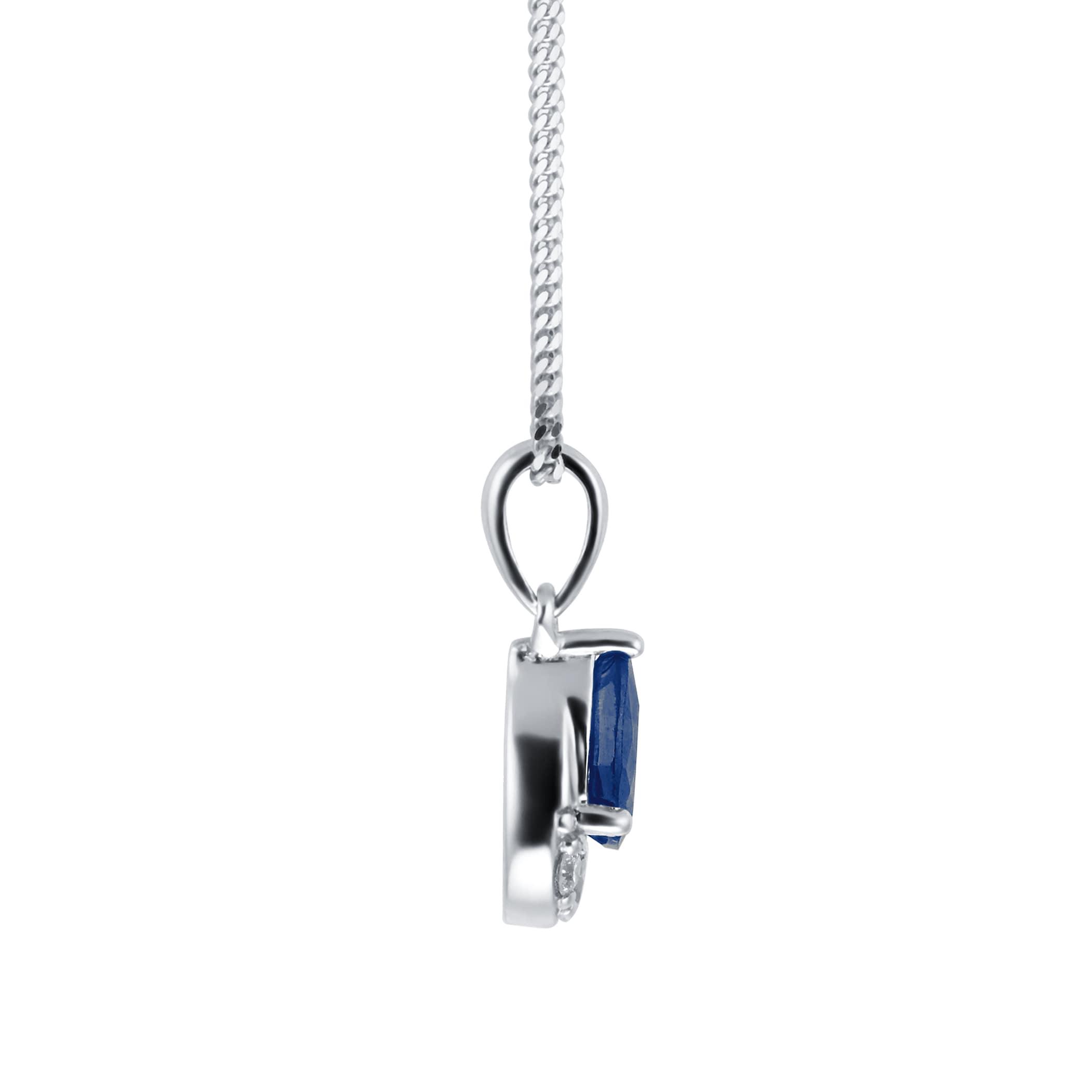 Goldsmiths 9ct White Gold Pear Cut Sapphire & Diamond Pendant Goldsmiths 9ct White Gold Pear Cut Sapphire & Diamond Pendant