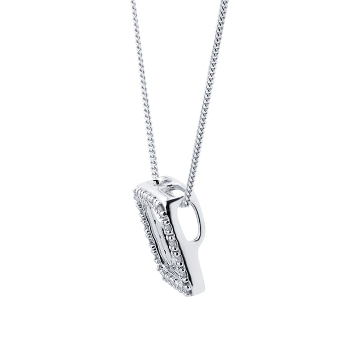 Goldsmiths 9ct White Gold 0.10ct Diamond Square Open Pendant