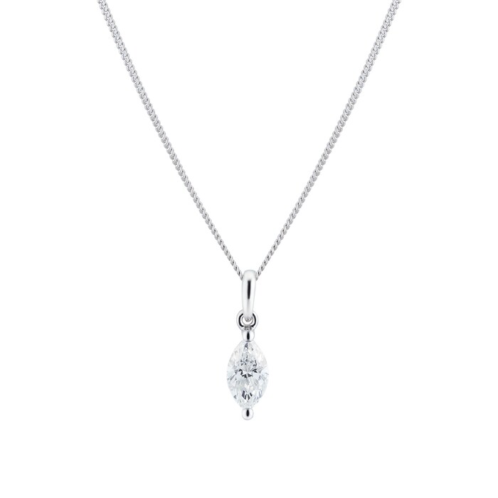 Goldsmiths 9ct White Gold 0.30cttw Marquise Diamond Pendant