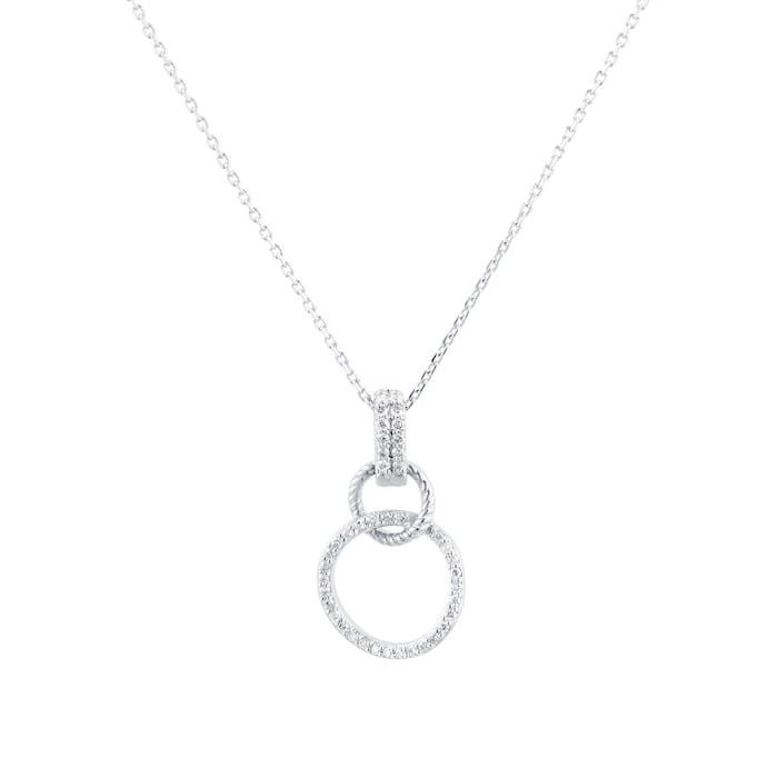 Goldsmiths 9ct White Gold 0.15cttw Round Link Drop Pendant