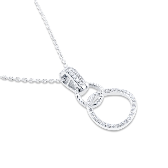 Goldsmiths 9ct White Gold 0.15cttw Round Link Drop Pendant