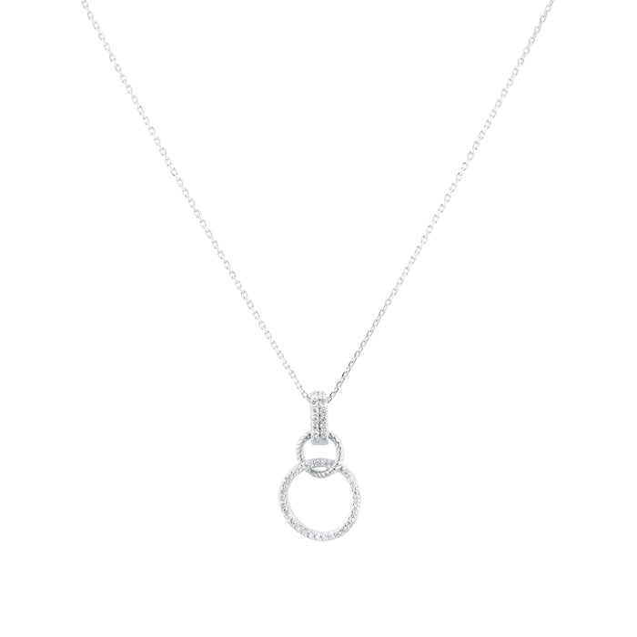 Goldsmiths 9ct White Gold 0.15cttw Round Link Drop Pendant