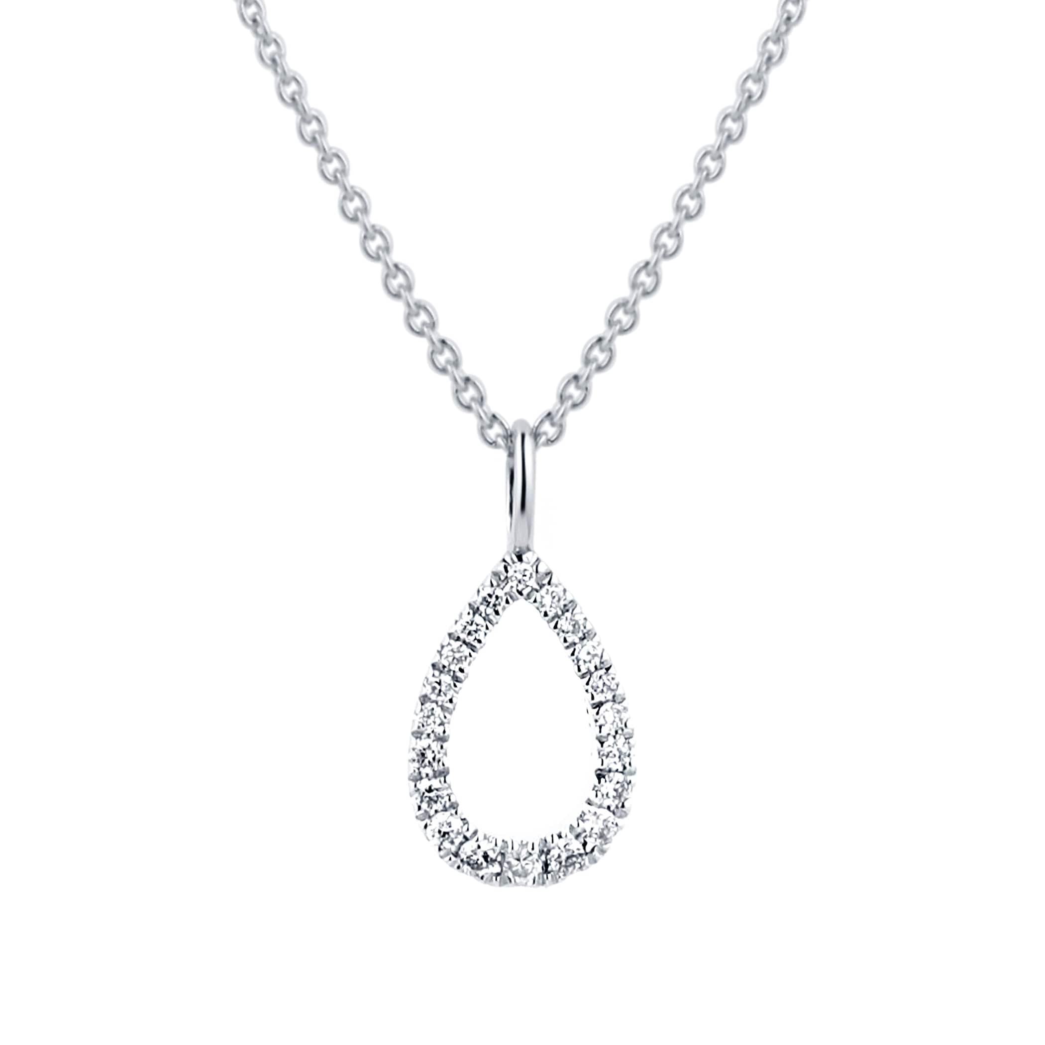 Goldsmiths 9ct White Gold 0.07cttw Diamond Open Pear Pendant Goldsmiths 9ct White Gold 0.07cttw Diamond Open Pear Pendant