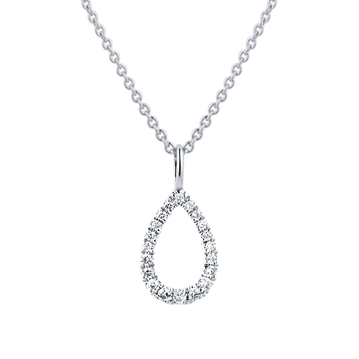 Goldsmiths 9ct White Gold 0.07cttw Diamond Open Pear Pendant