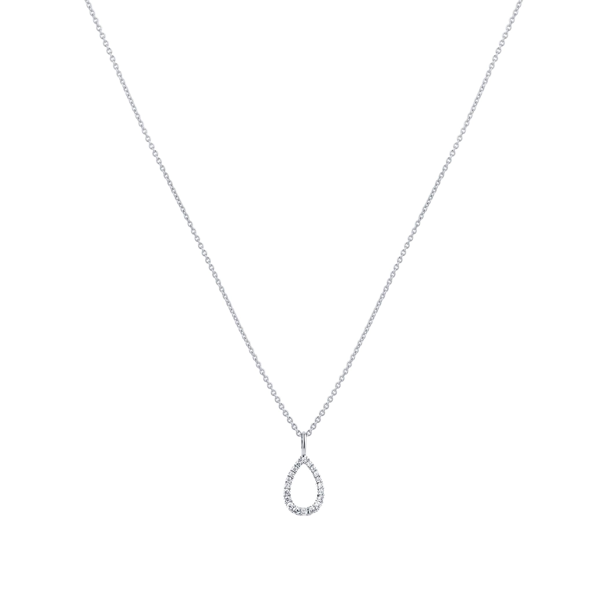 Goldsmiths 9ct White Gold 0.07cttw Diamond Open Pear Pendant Goldsmiths 9ct White Gold 0.07cttw Diamond Open Pear Pendant