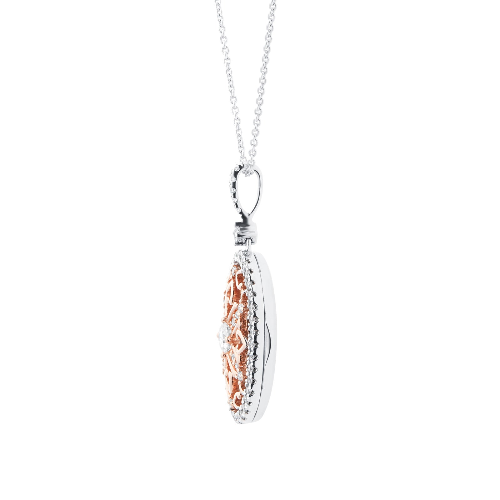 Mappin & Webb Floresco 18ct White & Rose Gold 0.65ct Diamond Filigree Locket