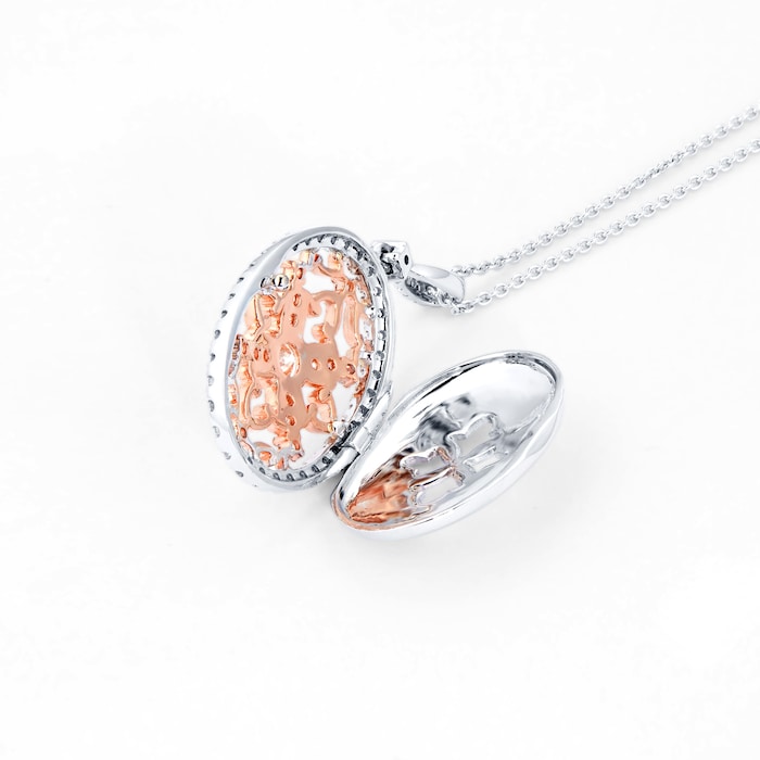 Mappin & Webb Floresco 18ct White & Rose Gold 0.65ct Diamond Filigree Locket