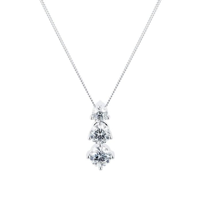 Mappin&Webb 18ct White Gold 0.88ct Diamond Three Stone Necklace