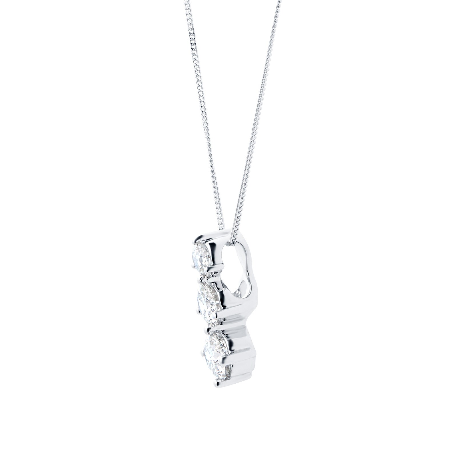 Mappin & Webb 18ct White Gold 0.88ct Diamond Three Stone Necklace
