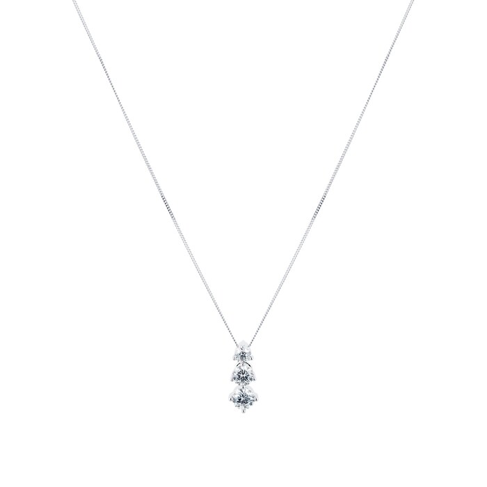 Mappin&Webb 18ct White Gold 0.88ct Diamond Three Stone Necklace