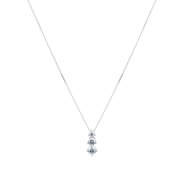 Mappin & Webb 18ct White Gold 0.88ct Diamond Three Stone Necklace