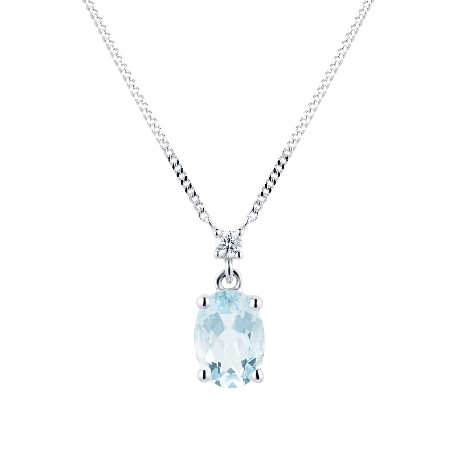 Goldsmiths 9ct White Gold 0.70ct Aquamarine & Diamond Pendant Goldsmiths 9ct White Gold 0.70ct Aquamarine & Diamond Pendant