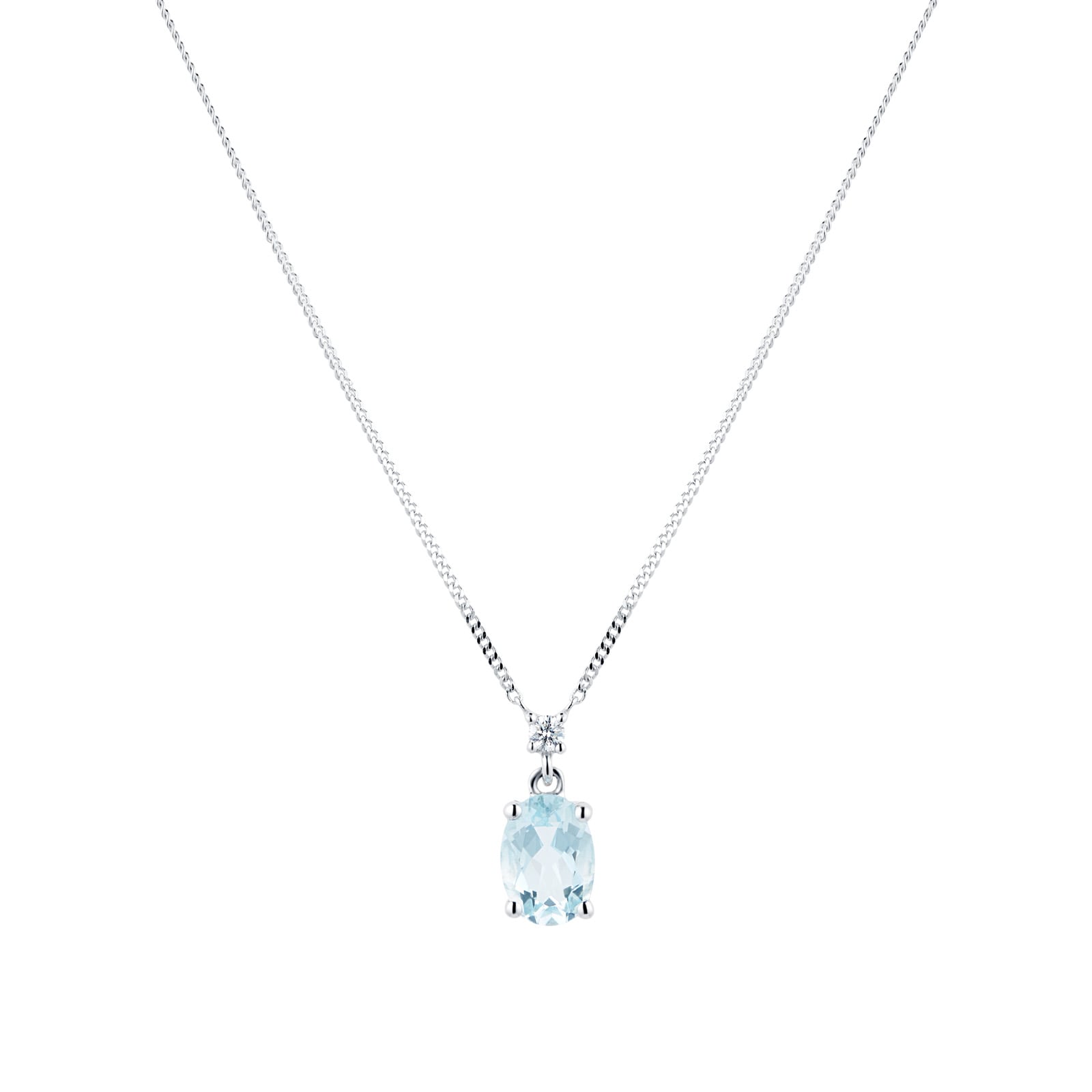 Goldsmiths 9ct White Gold 0.70ct Aquamarine & Diamond Pendant Goldsmiths 9ct White Gold 0.70ct Aquamarine & Diamond Pendant