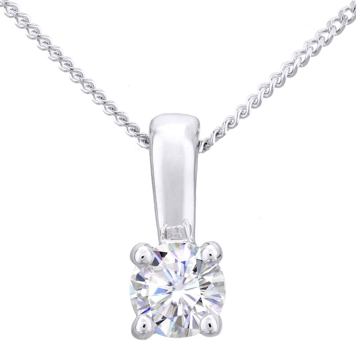 Goldsmiths 18ct White Gold 0.15ct Diamond 4 Claw Pendant