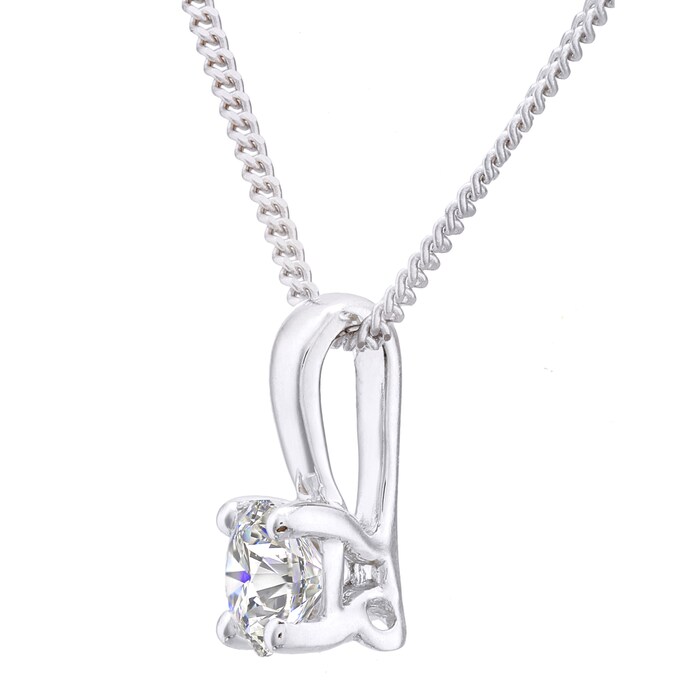 Goldsmiths 18ct White Gold 0.15ct Diamond 4 Claw Pendant