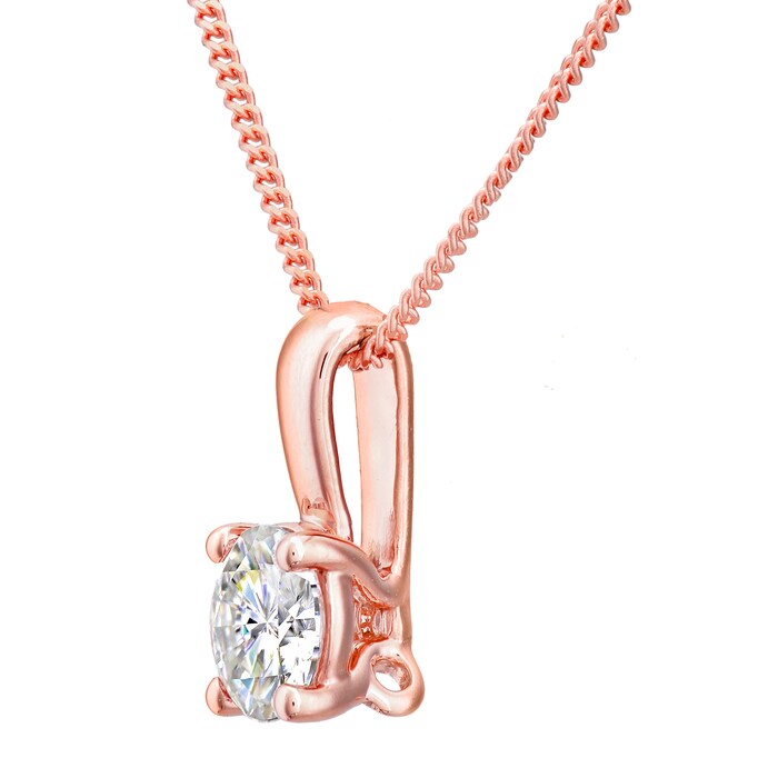 Goldsmiths 18ct Rose Gold 0.50ct Diamond 4 Claw Pendant