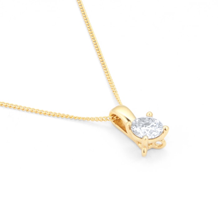 Goldsmiths 18ct Yellow Gold 0.50ct Diamond 4 Claw Pendant