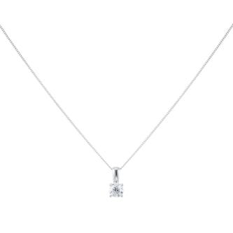 Goldsmiths 18ct White Gold 0.50ct Diamond 4 Claw Pendant