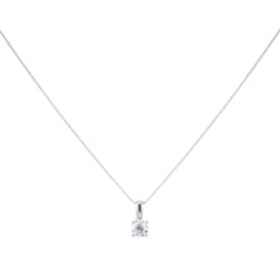 12143298 - 18ct White Gold 0.50ct Diamond 4 Claw Pendant