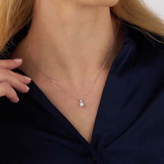 Goldsmiths 18ct White Gold 0.50ct Diamond 4 Claw Pendant