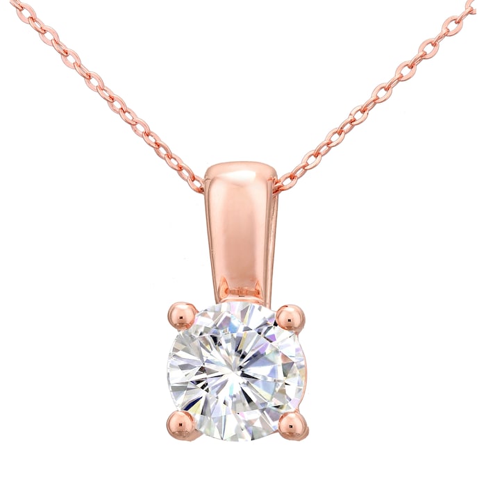 Goldsmiths 9ct Rose Gold 1.00ct Diamond 4 Claw Pendant