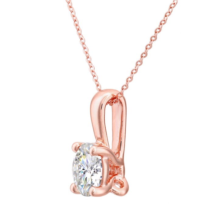 Goldsmiths 9ct Rose Gold 1.00ct Diamond 4 Claw Pendant