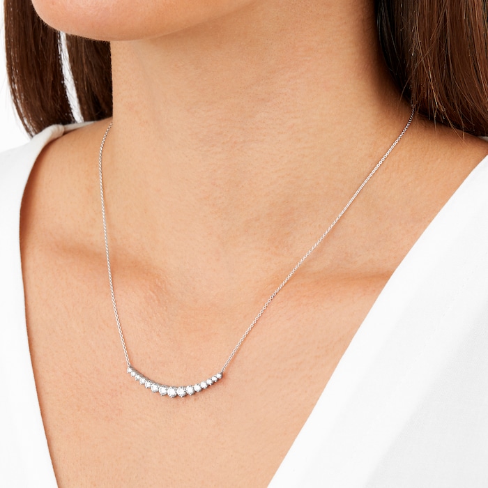 Goldsmiths 18ct White Gold 1.40ct Diamond Half Line Necklace