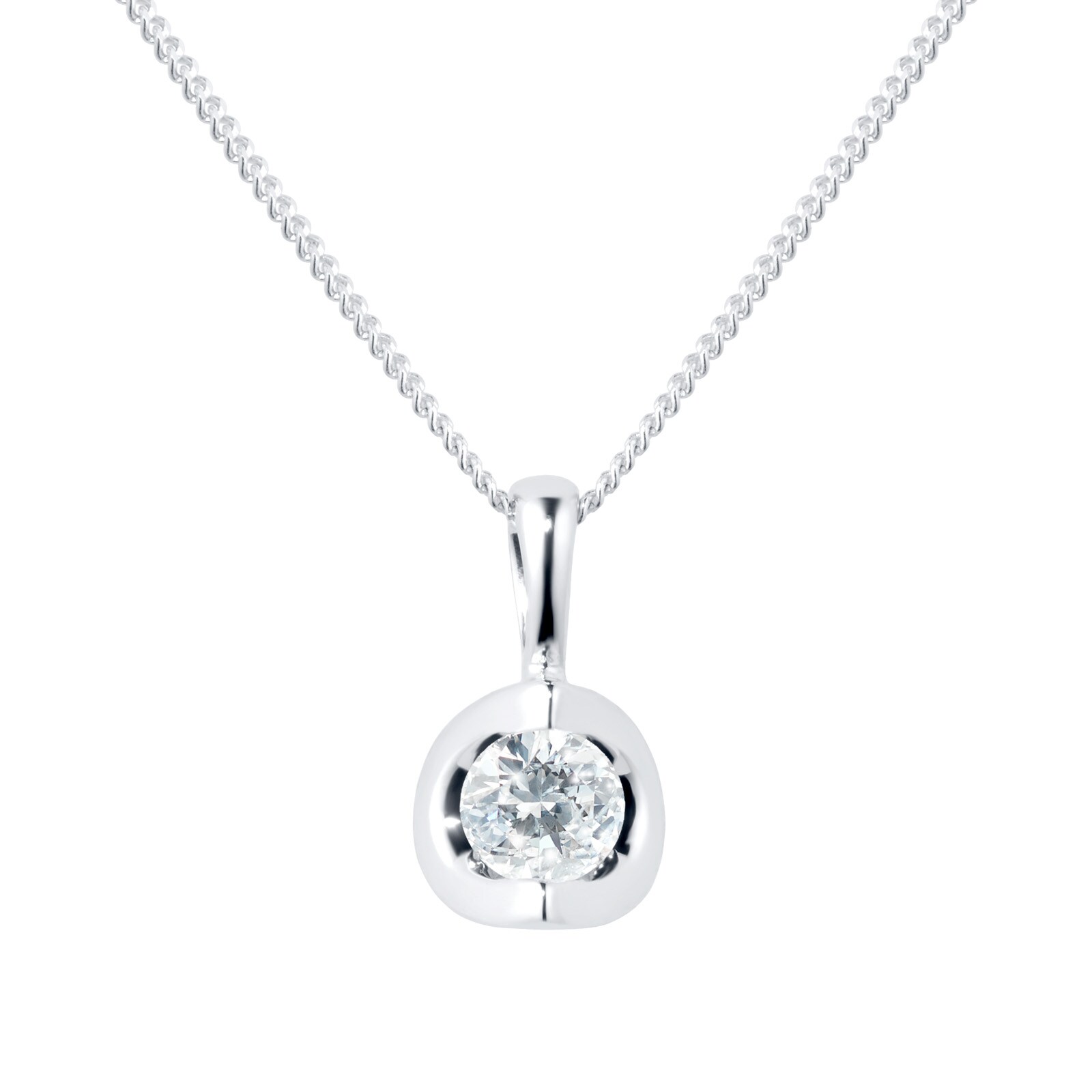 Goldsmiths 9ct White Gold 0.15ct Tension Set Goldsmiths Brightest Diamond Pendant Goldsmiths 9ct White Gold 0.15ct Tension Set Goldsmiths Brightest Diamond Pendant