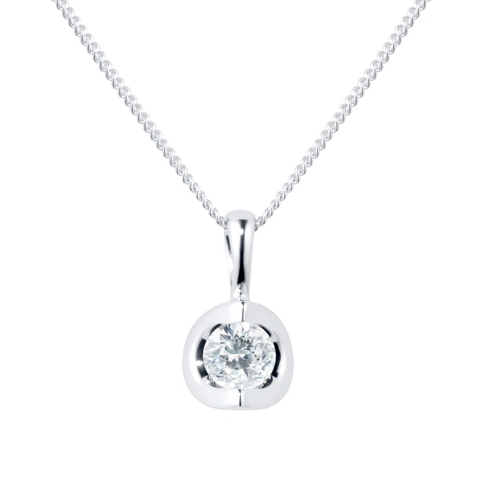 Goldsmiths 9ct White Gold 0.15ct Tension Set Goldsmiths Brightest Diamond Pendant