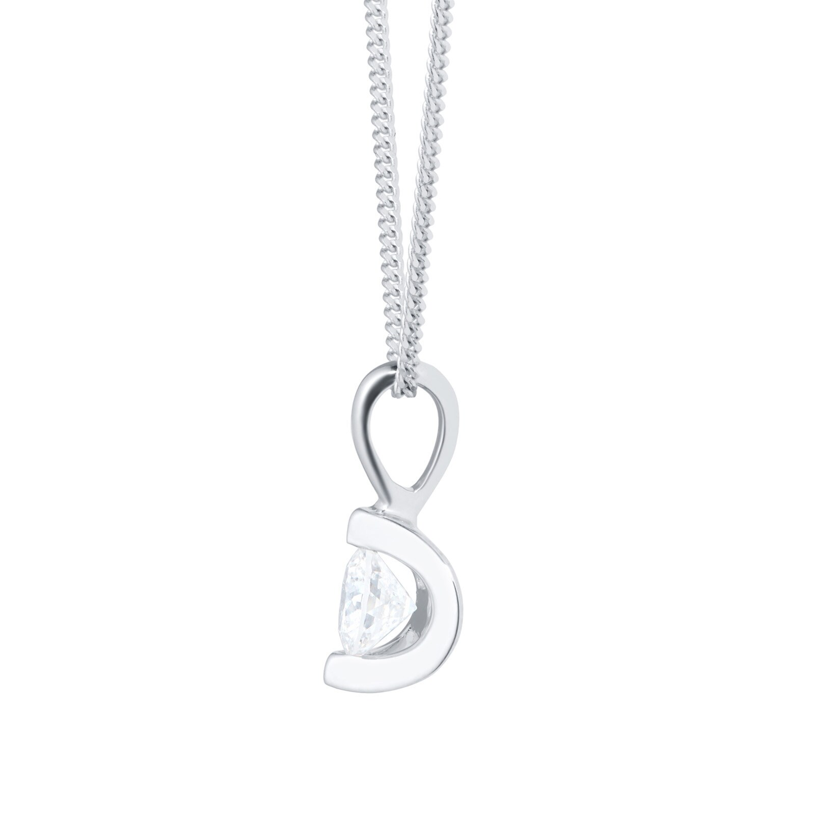 Goldsmiths 9ct White Gold 0.15ct Tension Set Goldsmiths Brightest Diamond Pendant Goldsmiths 9ct White Gold 0.15ct Tension Set Goldsmiths Brightest Diamond Pendant