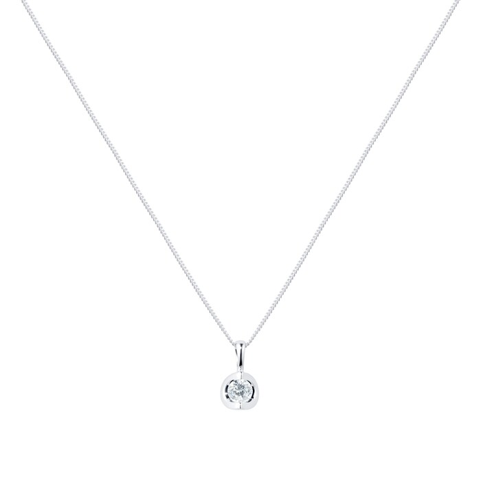 Goldsmiths 9ct White Gold 0.15ct Tension Set Goldsmiths Brightest Diamond Pendant