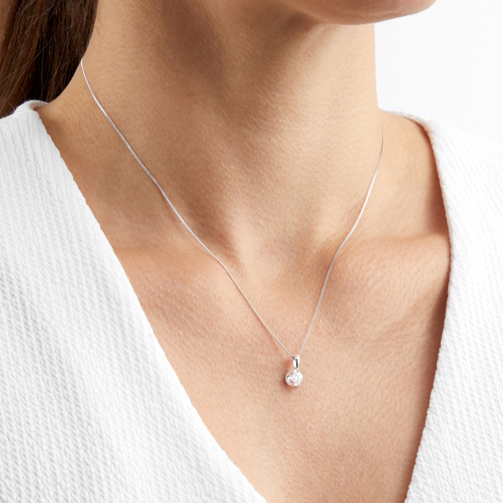 Goldsmiths 18ct White Gold 0.30ct Tension Set Goldsmiths Brightest Diamond Pendant