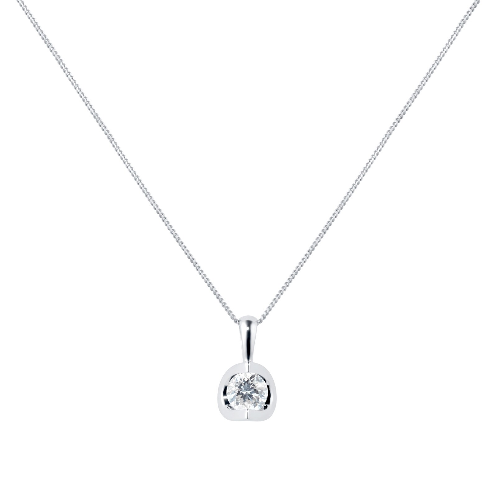 Goldsmiths 18ct White Gold 0.30ct Tension Set Goldsmiths Brightest Diamond Pendant