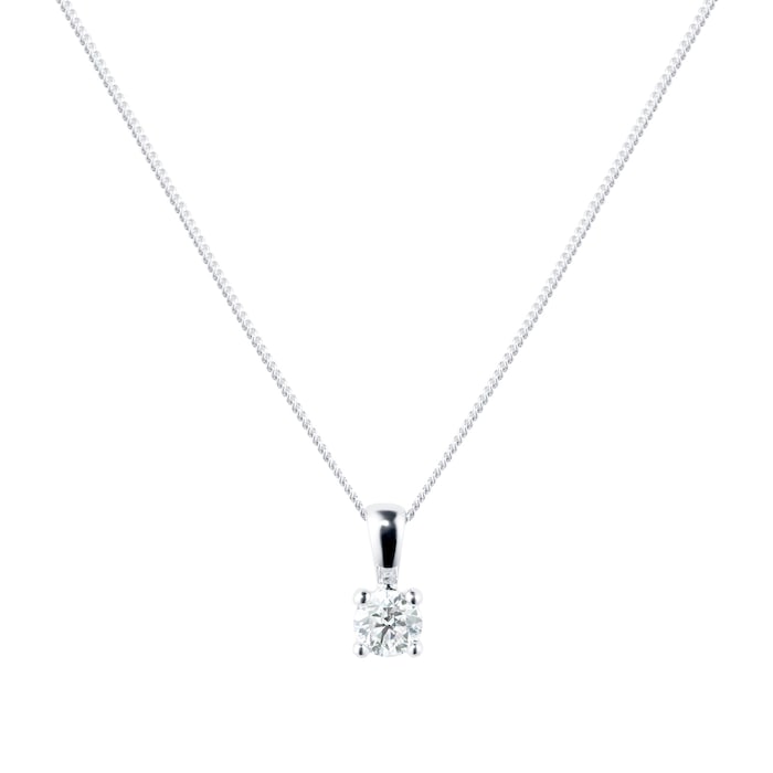 Goldsmiths 9ct White Gold 0.15ct 4 Claw Goldsmiths Brightest Diamond Pendant