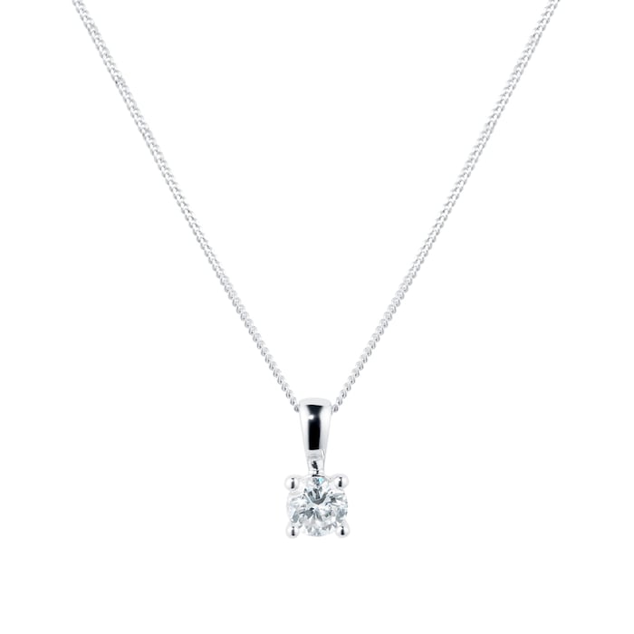 Goldsmiths 9ct White Gold 0.25ct 4 Claw Goldsmiths Brightest Diamond Pendant