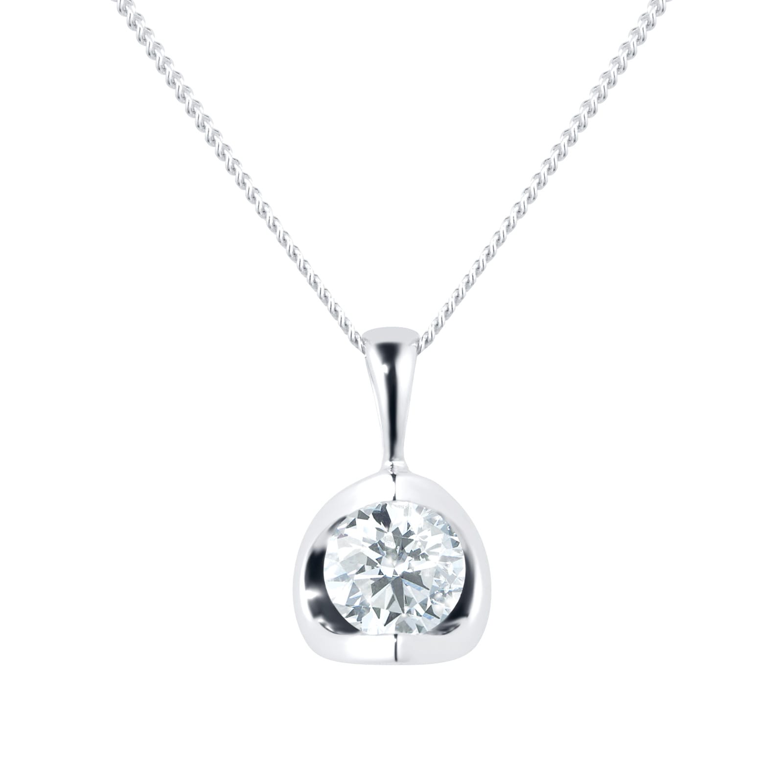 Goldsmiths 9ct White Gold 0.25ct Tension Set Diamond Set Pendant