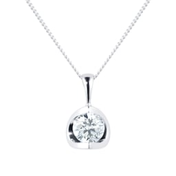 12143313 - 9ct White Gold 0.25ct Tension Set Diamond Set Pendant