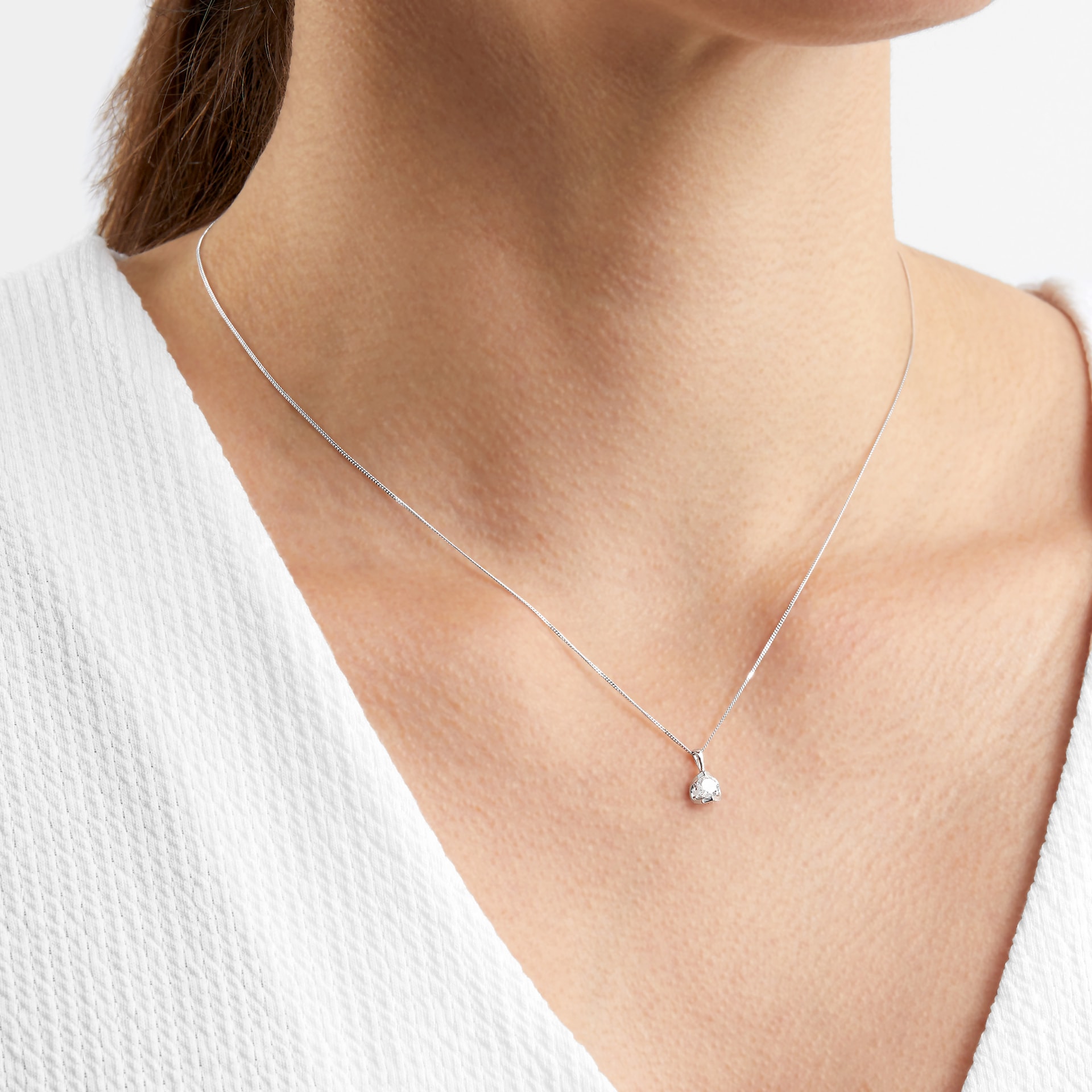 Goldsmiths 9ct White Gold 0.25ct Tension Set Diamond Set Pendant