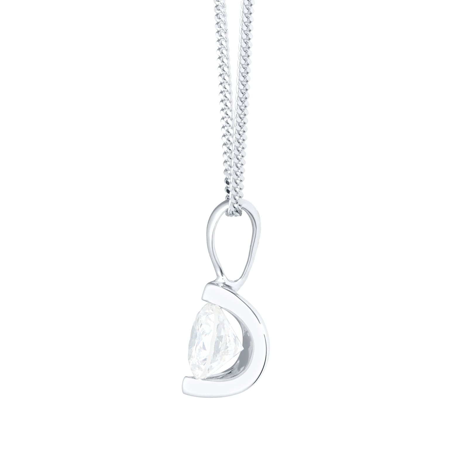 Goldsmiths 9ct White Gold 0.25ct Tension Set Diamond Set Pendant