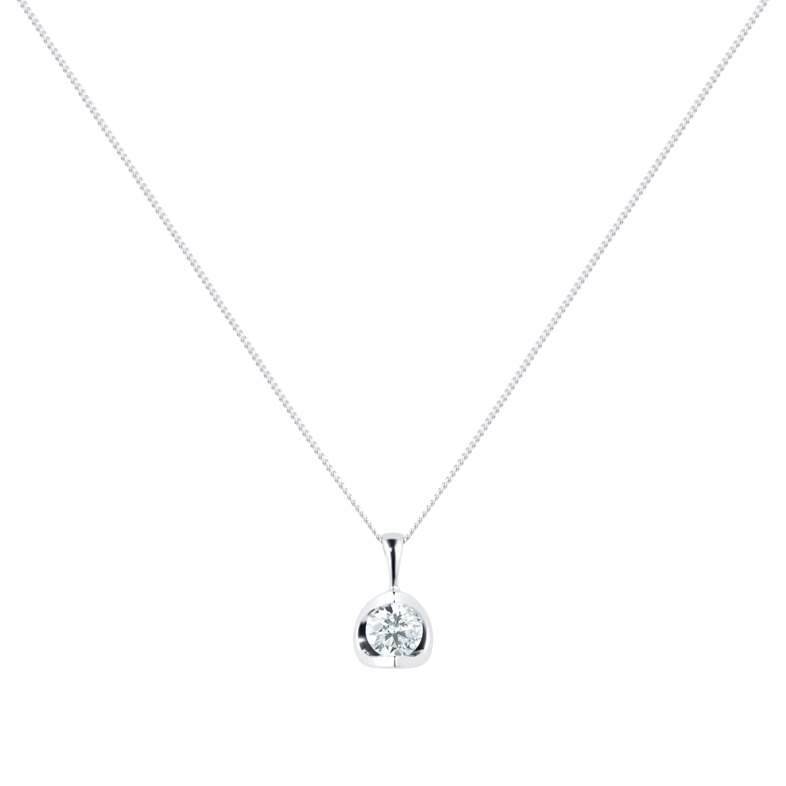 Goldsmiths 9ct White Gold 0.25ct Tension Set Diamond Set Pendant