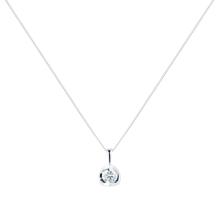 Goldsmiths 9ct White Gold 0.25ct Tension Set Goldsmiths Brightest Diamond Set Pendant