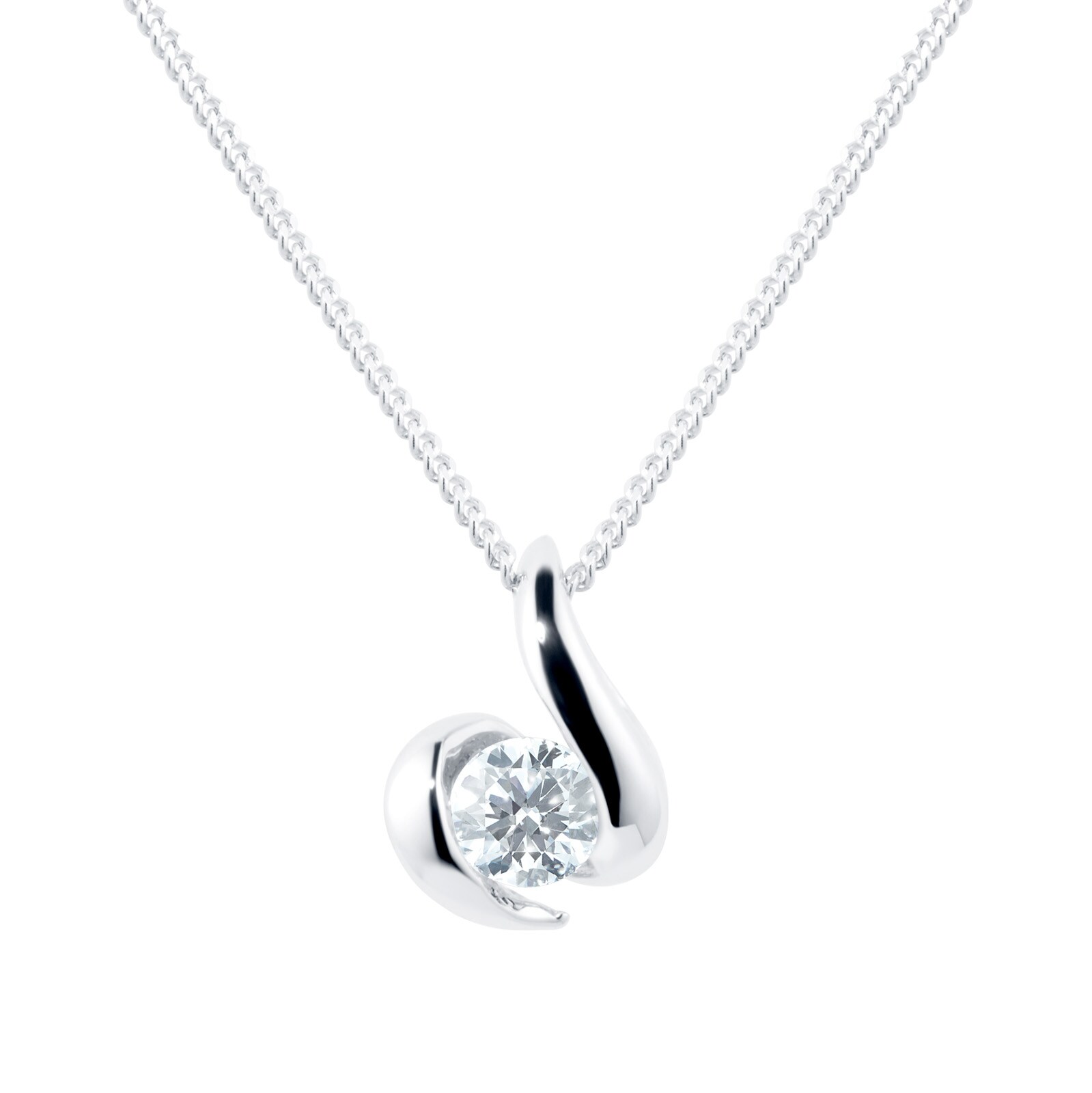 9ct White Gold 0.10ct Wrapped In Love Goldsmiths Brightest Diamond Pendant