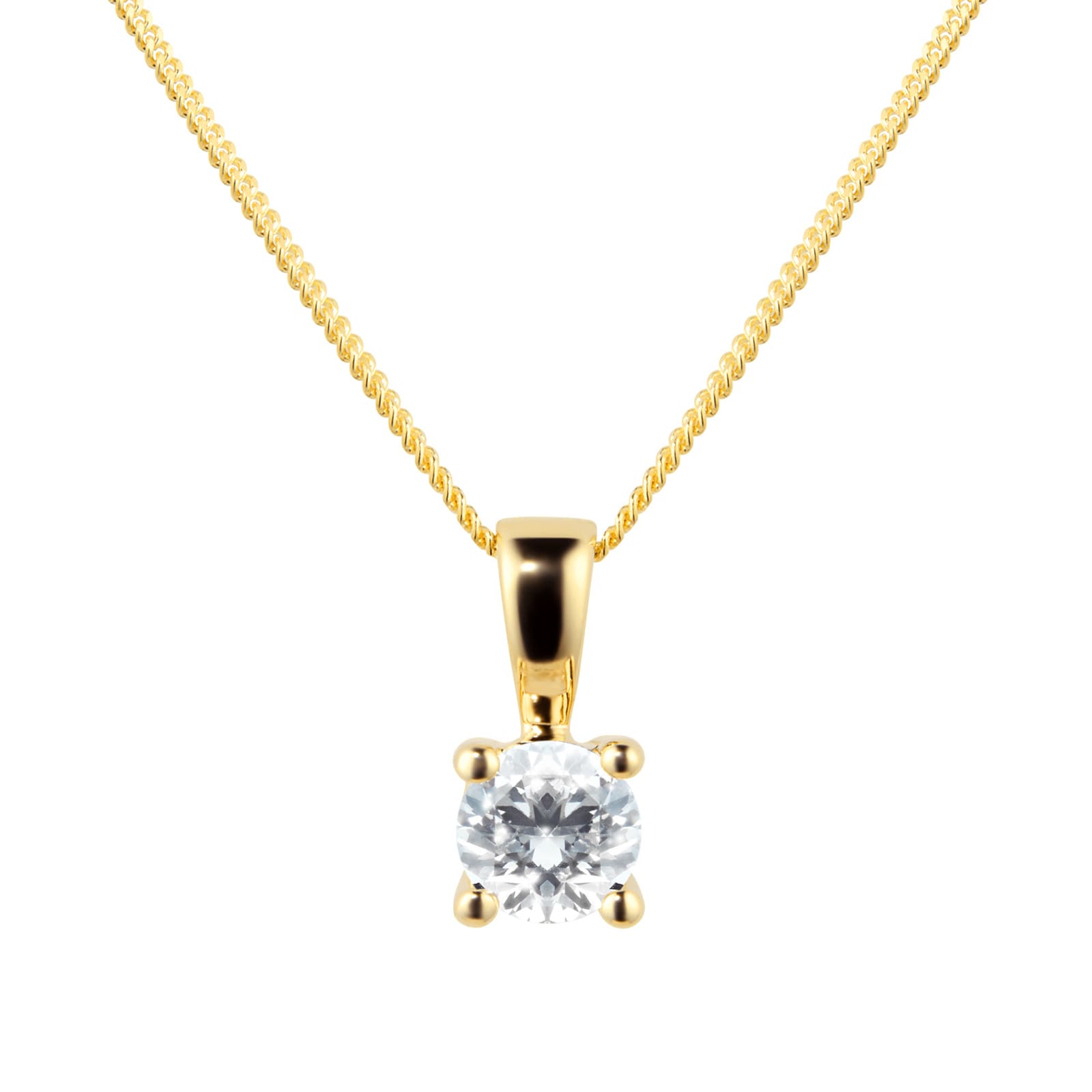 Goldsmiths 9ct Yellow Gold 0.25ct Goldsmiths Brightest Diamond 4 Claw Pendant