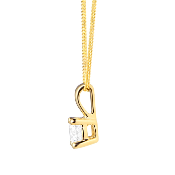 Goldsmiths 9ct Yellow Gold 0.25ct Goldsmiths Brightest Diamond 4 Claw Pendant