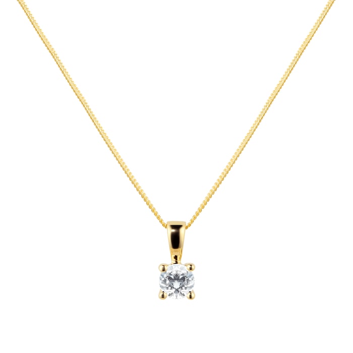 Goldsmiths 9ct Yellow Gold 0.25ct Goldsmiths Brightest Diamond 4 Claw Pendant