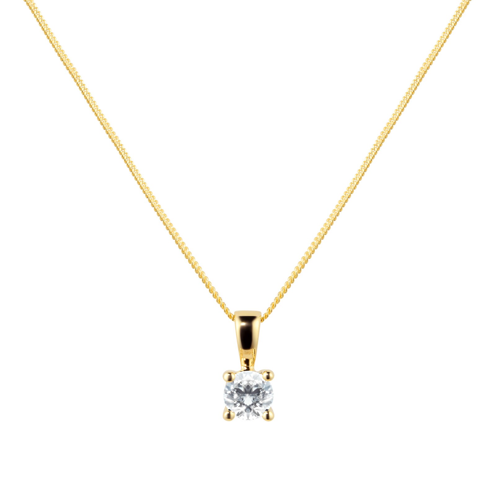 Goldsmiths 9ct Yellow Gold 0.25ct Goldsmiths Brightest Diamond 4 Claw Pendant