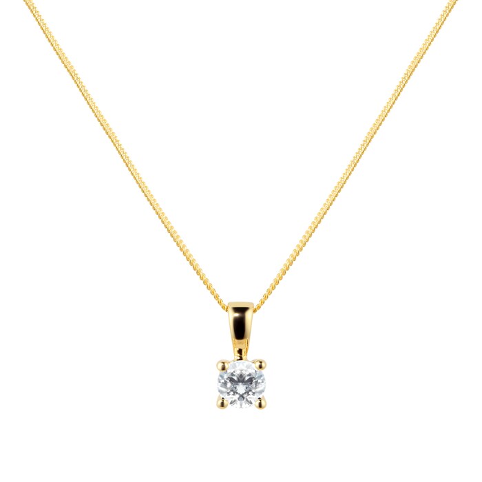 Goldsmiths 18ct Yellow Gold 0.25ct Goldsmiths Brightest Diamond 4 Claw Pendant